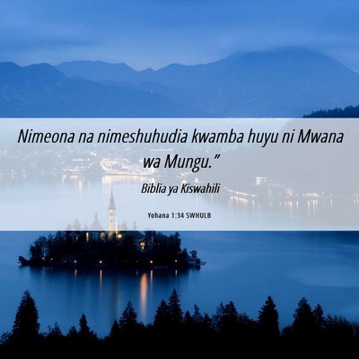 Picture 06 - Yohana 1:34 SWHULB - Nimeona na nimeshuhudia kwamba huyu ni Mwana wa - Bible Verse Picture