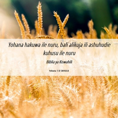 Picture 06 - Yohana 1:8 SWHULB - Yohana hakuwa ile nuru, bali alikuja ili - Bible Verse Picture