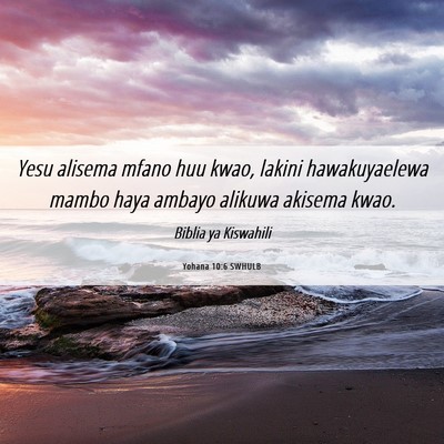 Picture 06 - Yohana 10:6 SWHULB - Yesu alisema mfano huu kwao, lakini hawakuyaelewa - Bible Verse Picture