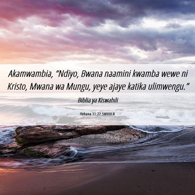 Picture 06 - Yohana 11:27 SWHULB - Akamwambia, “Ndiyo, Bwana naamini kwamba wewe - Bible Verse Picture