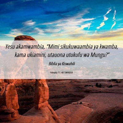 Picture 06 - Yohana 11:40 SWHULB - Yesu akamwambia, “Mimi sikukuwaambia ya kwamba, - Bible Verse Picture