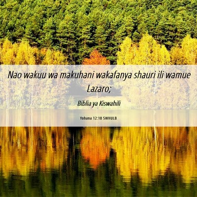 Picture 06 - Yohana 12:10 SWHULB - Nao wakuu wa makuhani wakafanya shauri ili wamue - Bible Verse Picture