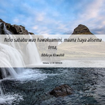 Picture 06 - Yohana 12:39 SWHULB - Ndio sababu wao hawakuamini, maana Isaya alisema - Bible Verse Picture
