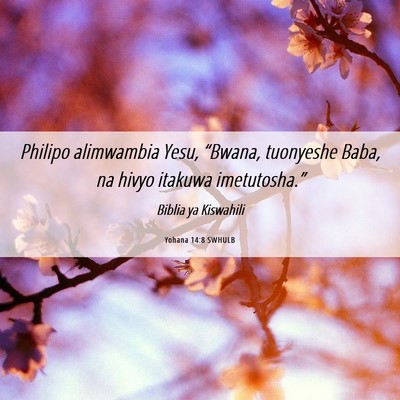 Picture 06 - Yohana 14:8 SWHULB - Philipo alimwambia Yesu, “Bwana, tuonyeshe - Bible Verse Picture