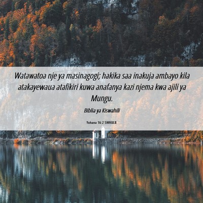 Picture 06 - Yohana 16:2 SWHULB - Watawatoa nje ya masinagogi; hakika saa inakuja - Bible Verse Picture