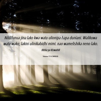 Picture 06 - Yohana 17:6 SWHULB - Nililifunua jina lako kwa watu ulionipa hapa - Bible Verse Picture