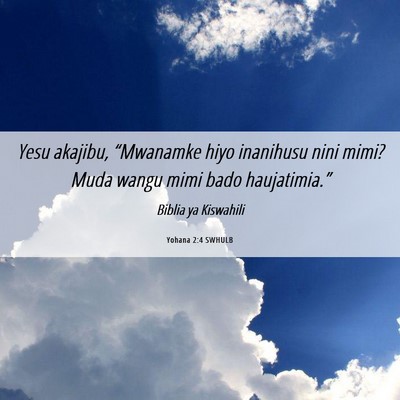 Picture 06 - Yohana 2:4 SWHULB - Yesu akajibu, “Mwanamke hiyo inanihusu nini - Bible Verse Picture