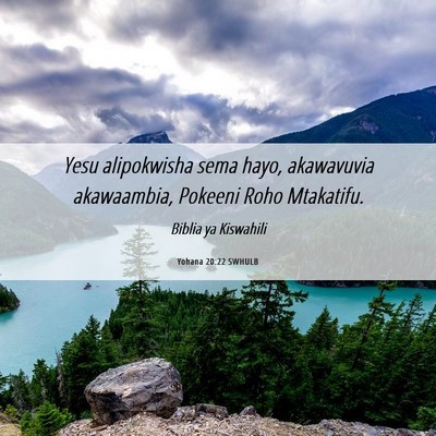 Picture 06 - Yohana 20:22 SWHULB - Yesu alipokwisha sema hayo, akawavuvia - Bible Verse Picture