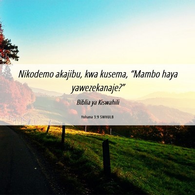 Picture 06 - Yohana 3:9 SWHULB - Nikodemo akajibu, kwa kusema, “Mambo haya - Bible Verse Picture