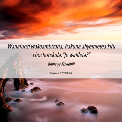 Picture 06 - Yohana 4:33 SWHULB - Wanafunzi wakaambizana, hakuna aliyemletea kitu - Bible Verse Picture