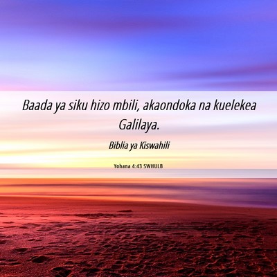 Picture 06 - Yohana 4:43 SWHULB - Baada ya siku hizo mbili, akaondoka na kuelekea - Bible Verse Picture