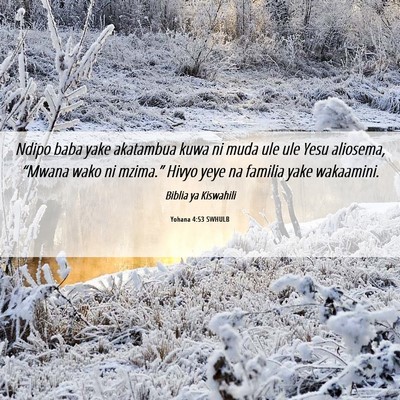 Picture 06 - Yohana 4:53 SWHULB - Ndipo baba yake akatambua kuwa ni muda ule ule - Bible Verse Picture