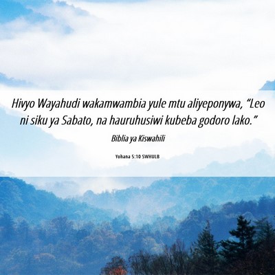 Picture 06 - Yohana 5:10 SWHULB - Hivyo Wayahudi wakamwambia yule mtu aliyeponywa, - Bible Verse Picture