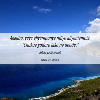 Picture 06 - Yohana 5:11 SWHULB - Akajibu, yeye aliyeniponya ndiye aliyeniambia, - Bible Verse Picture