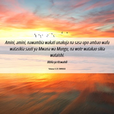 Picture 06 - Yohana 5:25 SWHULB - Amini, amini, nawambia wakati unakuja na sasa upo - Bible Verse Picture