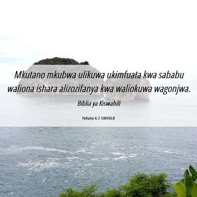 Picture 06 - Yohana 6:2 SWHULB - Mkutano mkubwa ulikuwa ukimfuata kwa sababu - Bible Verse Picture