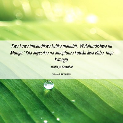 Picture 06 - Yohana 6:45 SWHULB - Kwa kuwa imeandikwa katika manabii, - Bible Verse Picture
