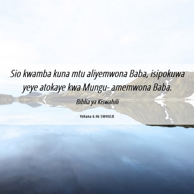 Picture 06 - Yohana 6:46 SWHULB - Sio kwamba kuna mtu aliyemwona Baba, isipokuwa - Bible Verse Picture