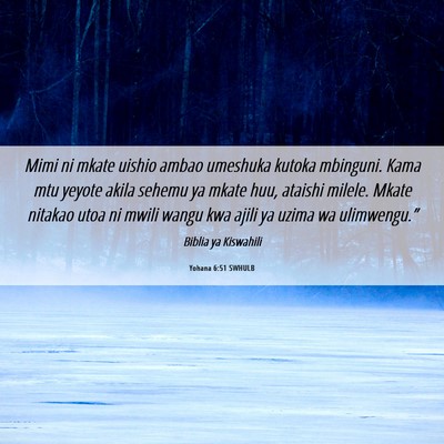 Picture 06 - Yohana 6:51 SWHULB - Mimi ni mkate uishio ambao umeshuka kutoka - Bible Verse Picture
