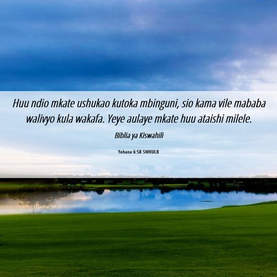 Picture 06 - Yohana 6:58 SWHULB - Huu ndio mkate ushukao kutoka mbinguni, sio kama - Bible Verse Picture