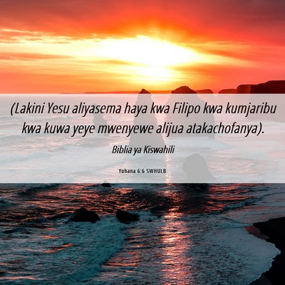Picture 06 - Yohana 6:6 SWHULB - (Lakini Yesu aliyasema haya kwa Filipo kwa - Bible Verse Picture