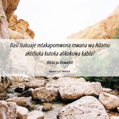 Picture 06 - Yohana 6:62 SWHULB - Basi itakuaje mtakapomwona mwana wa Adamu - Bible Verse Picture