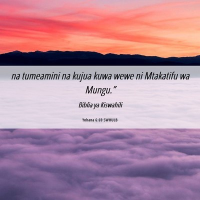 Picture 06 - Yohana 6:69 SWHULB - na tumeamini na kujua kuwa wewe ni Mtakatifu wa - Bible Verse Picture