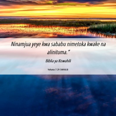 Picture 06 - Yohana 7:29 SWHULB - Ninamjua yeye kwa sababu nimetoka kwake na - Bible Verse Picture