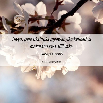 Picture 06 - Yohana 7:43 SWHULB - Hivyo, pale ukainuka mgawanyiko katikati ya - Bible Verse Picture
