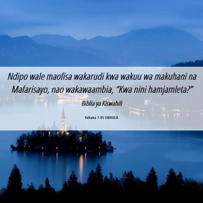 Picture 06 - Yohana 7:45 SWHULB - Ndipo wale maofisa wakarudi kwa wakuu wa makuhani - Bible Verse Picture