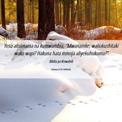 Picture 06 - Yohana 8:10 SWHULB - Yesu alisimama na kumwambia, “Mwanamke, - Bible Verse Picture