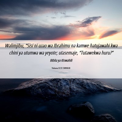 Picture 06 - Yohana 8:33 SWHULB - Walimjibu, “Sisi ni uzao wa Ibrahimu na kamwe - Bible Verse Picture