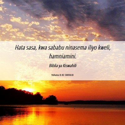 Picture 06 - Yohana 8:45 SWHULB - Hata sasa, kwa sababu ninasema iliyo kweli, - Bible Verse Picture