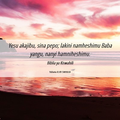 Picture 06 - Yohana 8:49 SWHULB - Yesu akajibu, sina pepo; lakini namheshimu Baba - Bible Verse Picture