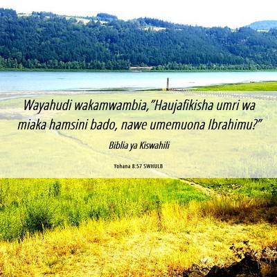 Picture 06 - Yohana 8:57 SWHULB - Wayahudi wakamwambia,”Haujafikisha umri wa - Bible Verse Picture