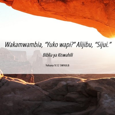 Picture 06 - Yohana 9:12 SWHULB - Wakamwambia, “Yuko wapi?” Alijibu, - Bible Verse Picture