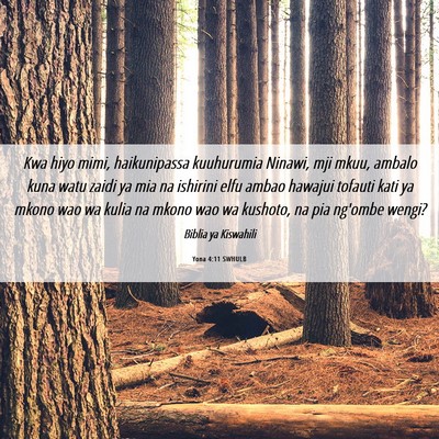 Picture 06 - Yona 4:11 SWHULB - Kwa hiyo mimi, haikunipassa kuuhurumia Ninawi, - Bible Verse Picture