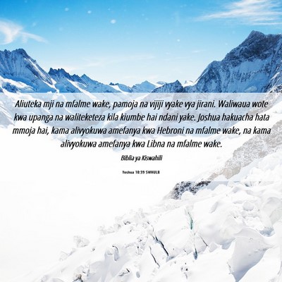 Picture 06 - Yoshua 10:39 SWHULB - Aliuteka mji na mfalme wake, pamoja na vijiji - Bible Verse Picture