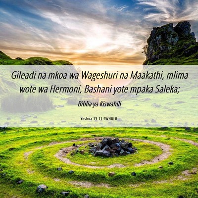 Picture 06 - Yoshua 13:11 SWHULB - Gileadi na mkoa wa Wageshuri na Maakathi, mlima - Bible Verse Picture