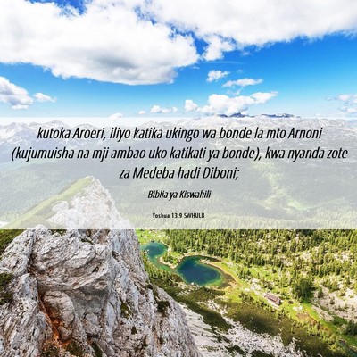 Picture 06 - Yoshua 13:9 SWHULB - kutoka Aroeri, iliyo katika ukingo wa bonde la - Bible Verse Picture