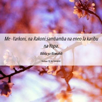 Picture 06 - Yoshua 19:46 SWHULB - Me -Yarkoni, na Rakoni sambamba na eneo la karibu - Bible Verse Picture