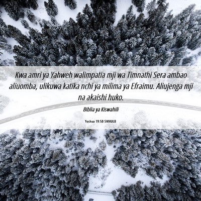 Picture 06 - Yoshua 19:50 SWHULB - Kwa amri ya Yahweh walimpatia mji wa Timnathi - Bible Verse Picture