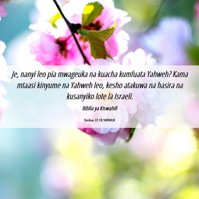Picture 06 - Yoshua 22:18 SWHULB - Je, nanyi leo pia mwageuka na kuacha kumfuata - Bible Verse Picture