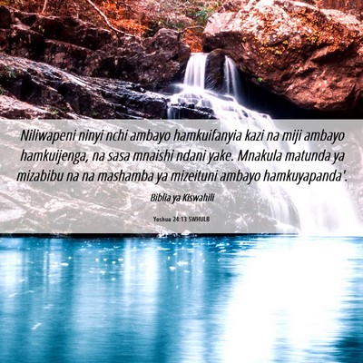 Picture 06 - Yoshua 24:13 SWHULB - Niliwapeni ninyi nchi ambayo hamkuifanyia kazi na - Bible Verse Picture