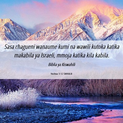 Picture 06 - Yoshua 3:12 SWHULB - Sasa chagueni wanaume kumi na wawili kutoka - Bible Verse Picture