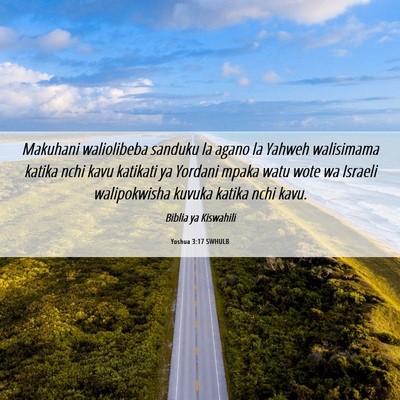 Picture 06 - Yoshua 3:17 SWHULB - Makuhani waliolibeba sanduku la agano la Yahweh - Bible Verse Picture
