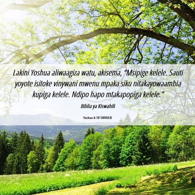 Picture 06 - Yoshua 6:10 SWHULB - Lakini Yoshua aliwaagiza watu, akisema, - Bible Verse Picture