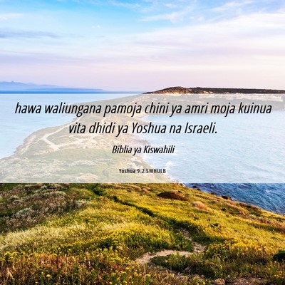 Picture 06 - Yoshua 9:2 SWHULB - hawa waliungana pamoja chini ya amri moja kuinua - Bible Verse Picture