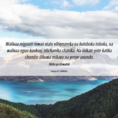 Picture 06 - Yoshua 9:5 SWHULB - Walivaa miguuni mwao viatu vilivyozeeka na - Bible Verse Picture