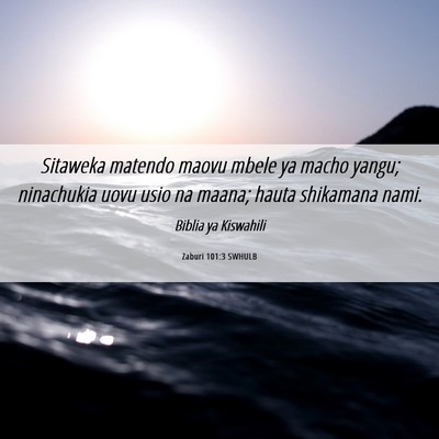 Picture 06 - Zaburi 101:3 SWHULB - Sitaweka matendo maovu mbele ya macho yangu; - Bible Verse Picture
